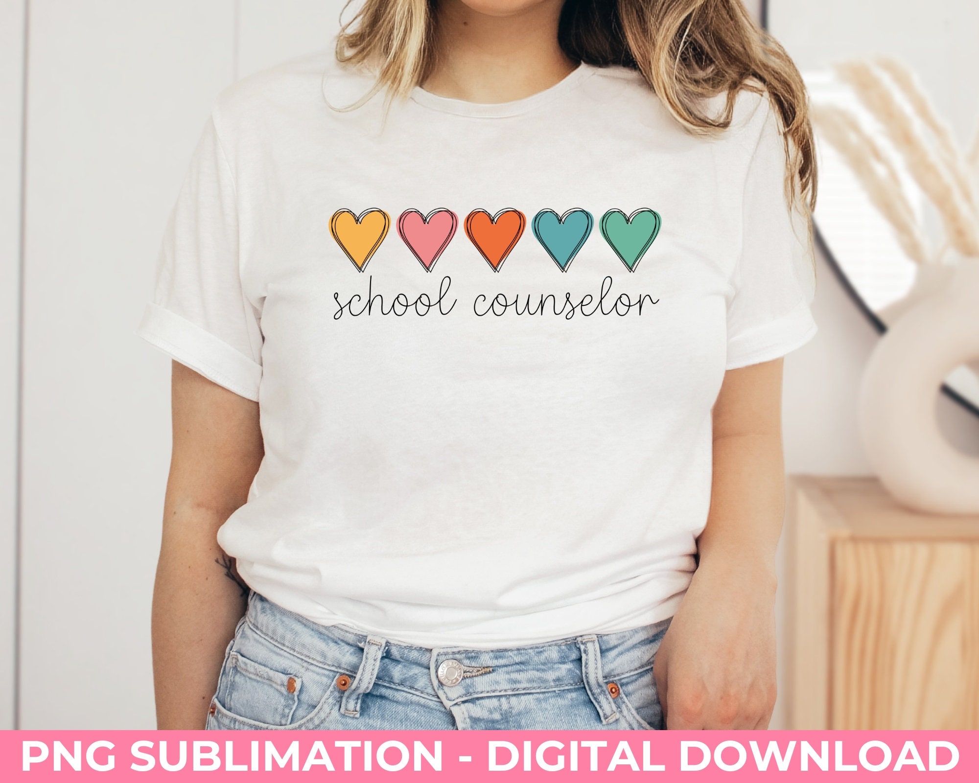 School Counselor Hearts PNG Sublimation School Counselor - Etsy