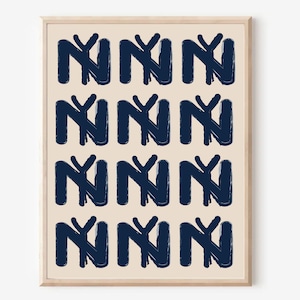 NYC Yankees Art Print,Digital Art Download,Black NYC Wall Art,Cute Trendy Art,NYC Posters,New York City Wall Poster, Unframed