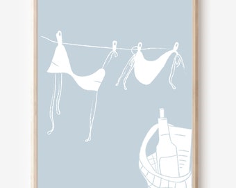 Summer Bikini Art Print,Digital Art Download,Wall Art,Cute Trendy Art,Summer Posters,Bikini Wall Poster, Unframed