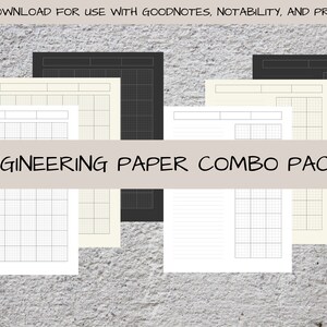 Pobierz pakiet Digital Lined & Engineering Paper Combo dla notatek z wykładów, GoodNotes, Notability, PDF, do druku, iPad