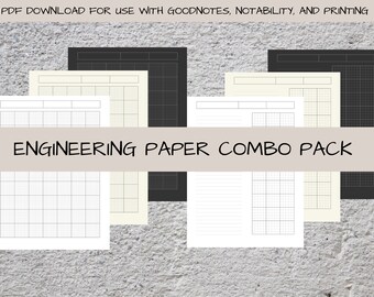 Digital Lined & Engineering Paper Combo Pack Download for Lecture Notes, GoodNotes, Notability, PDF, Printable, iPad