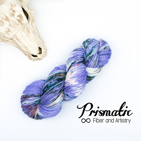 Hand Dyed Yarn, Violet & Rainbow Yarn, "Wildflower Anthousai,” Merino Wool, Merino Blend, Fingering, DK, Worsted, + Bulky Weight