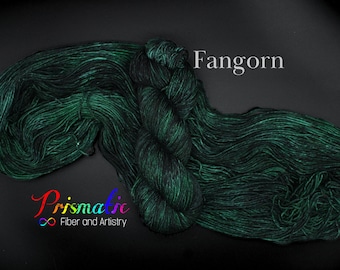 Hand Dyed Yarn, Dark Green Yarn, &quot;Fangorn” Merino Wool, Merino Blend, Fingering, DK, Worsted, and Bulky Weight