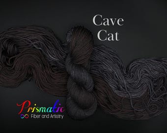 Hand Dyed Yarn, brown, black, and gray yarn, "Cave Cat," Merino Wool, Merino Blend, Various Weights