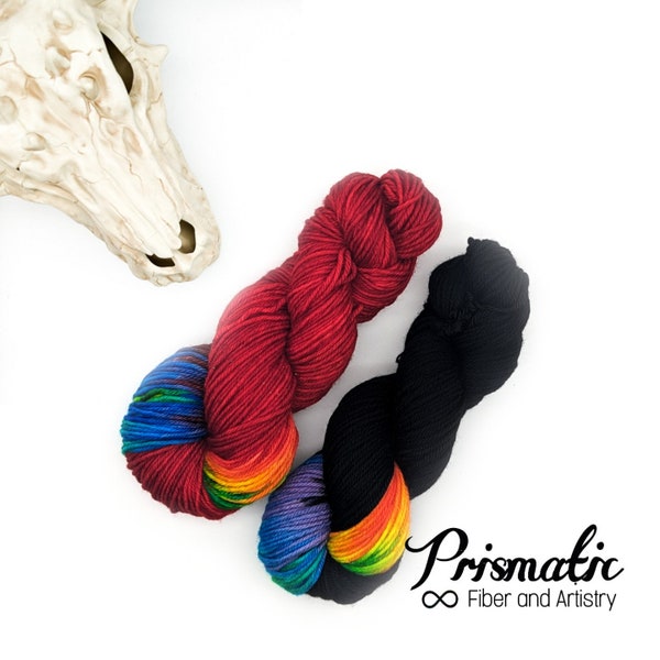 Hand Dyed Yarn, Rainbow Yarn, "Prismatic,” Merino Wool, Merino Blend, Fingering Weight, DK Weight, Worsted Weight, Bulky Weight