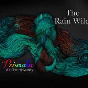 Hand Dyed Yarn, Green, Teal, and Brown Yarn, "The Rain Wilds,” Merino Wool, Merino Blend, Fingering, DK, Worsted, and Bulky Weight