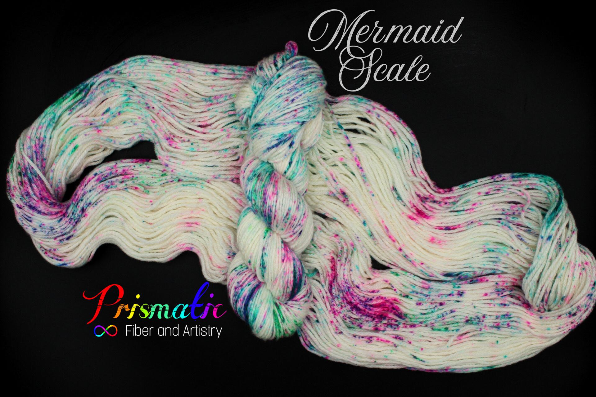 Hand Dyed Yarn, Pink, Blue, Purple, and Green Yarn, "Mermaid Scale,” Merino Wool, Merino Blend, Fingering, DK, Worsted, and Bulky Weight