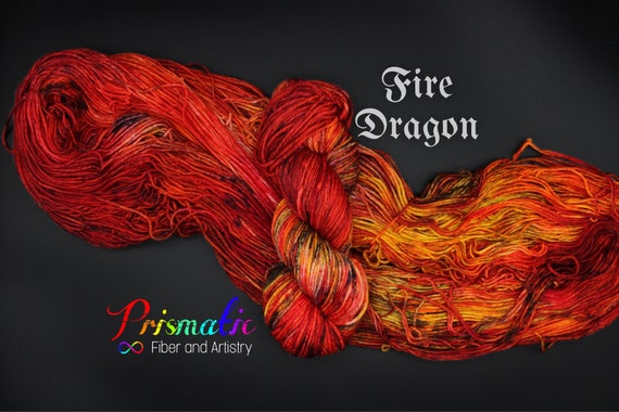 Hand Dyed Yarn, Orange and Red Yarn, "Fire Dragon,” Merino Wool, Merino Blend, Fingering Weight, DK Weight, Worsted Weight, Bulky Weight