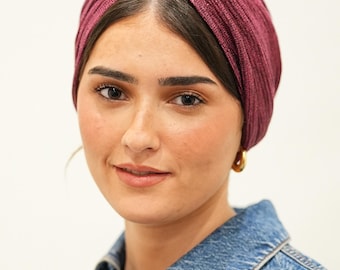 Turbante in velcro fatto a mano. Fascia per capelli, trendy, moda, cappello, turbante, accessori, donna, capelli, chemio, alopecia.