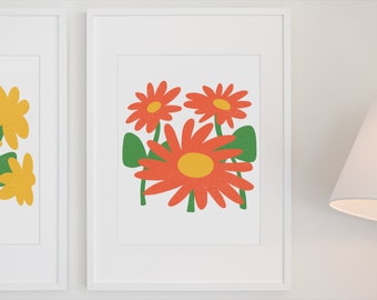 Set of 2 Colorful and Fun Matisse Flower Prints, Instant Download