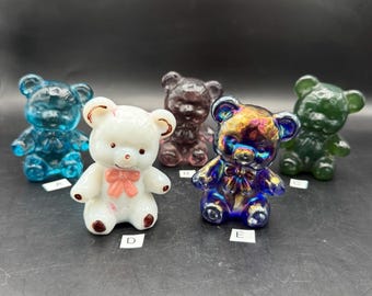 Vintage Boyd Orange Cadmium Crystal Art Glass Company Fuzzy Teddy