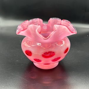Fenton Cranberry Opalescent Coin Dot Vase - Etsy