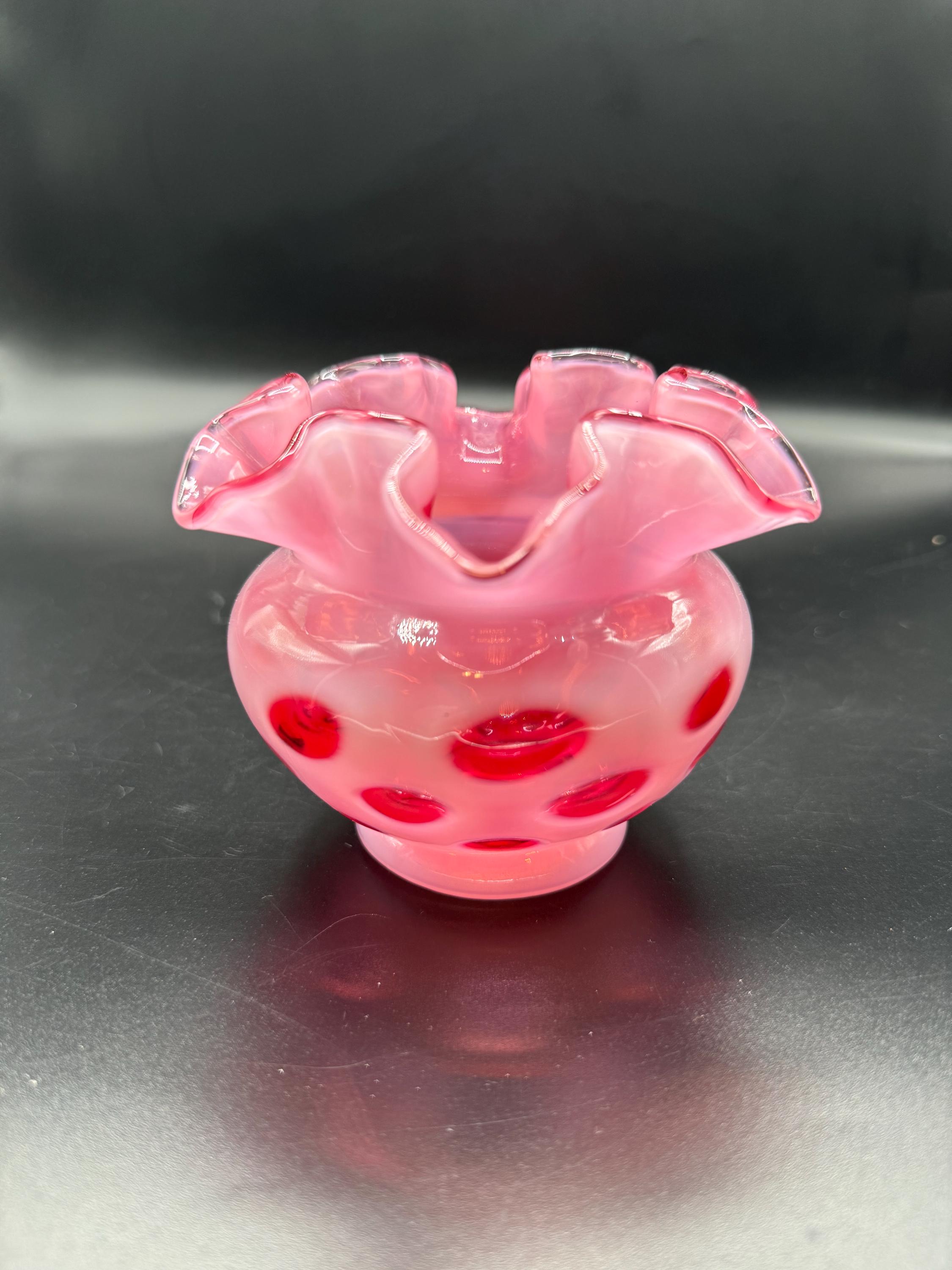 Fenton Cranberry Bowl - Etsy