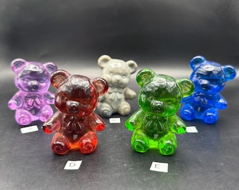 Vintage Boyd Orange Cadmium Crystal Art Glass Company Fuzzy Teddy