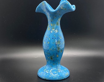 Robin's Egg Blue Speckled Art Pottery Vase