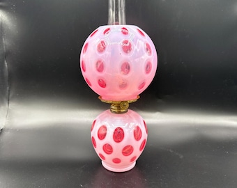 フェントン クランベリー　オパールセント　ドット　ラッフルボウル Fenton Glass Cranberry Opalescent Dot Optic Ruffle Top Bowl - Etsy