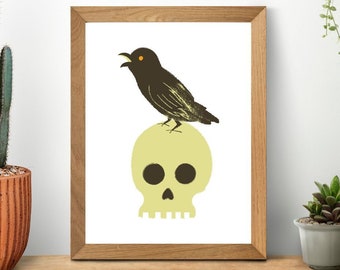 DIGITAL Raven and Skull Print Digital Download