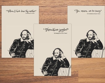 Shakespearean Insults Greeting Cards Set of 10 | Envelopes Included