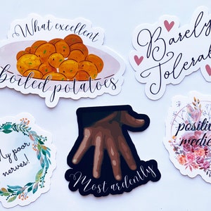 Pride and Prejudice Stickers | Set of 5 Matte Finish Vinyl Stickers | Laptop Decals