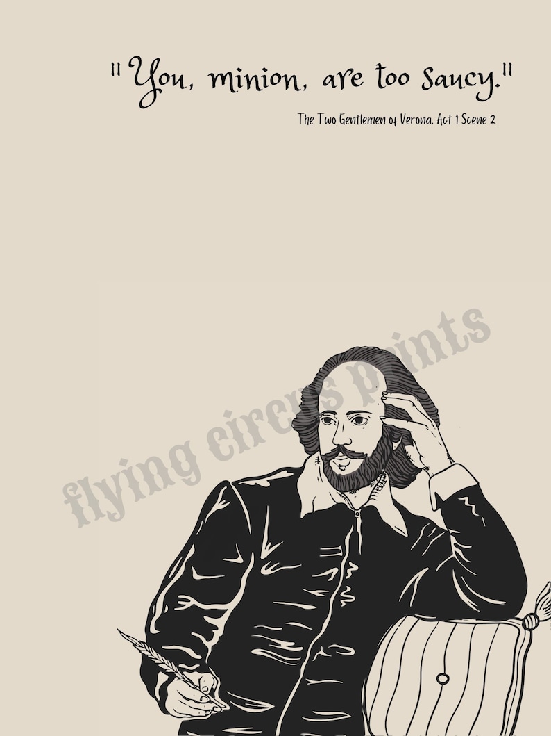 DIGITAL Shakespearean Insult Print Instant Download You minion are too saucy image 2