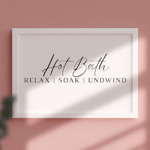 Hot Bath Bathroom Printable Wall Art Bathroom Signs Wall Decor Farmhouse Sign Bathroom Decor Bath Sign