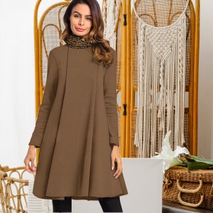 Brown Trendy Long Sleeve Dress/ Cute Fall Dress - Etsy