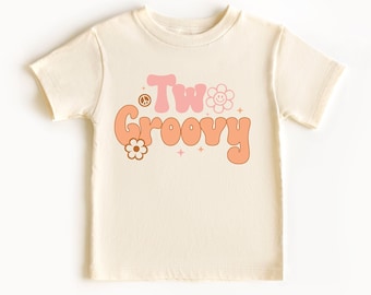Two Groovy 2nd Birthday Toddler Shirt: Natural Cotton Tee