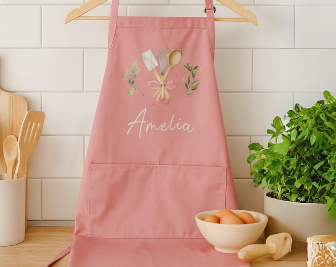 Personalized Kids Apron – Custom Printed Toddler Apron – Little Baker & Cooking Apron – Baking or Art Craft Apron – Unique Customized Gift