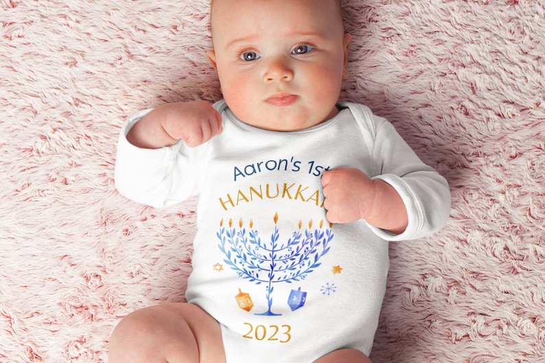 Personalized Babys First Hanukkah Onesie®, Custom My 1st Hanukkah