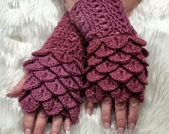 Unique Dragon Scale Crochet Fingerless Gloves...choice of 4 pairs... One Of A Kind