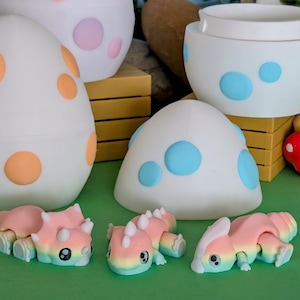 Adorable Tiny Rainbow Dinosaurs Set with Egg – 3D Printed Ready To Ship..