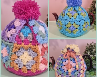 Hand Crochet Granny Square Tea Pot Cosy Cozy Covers