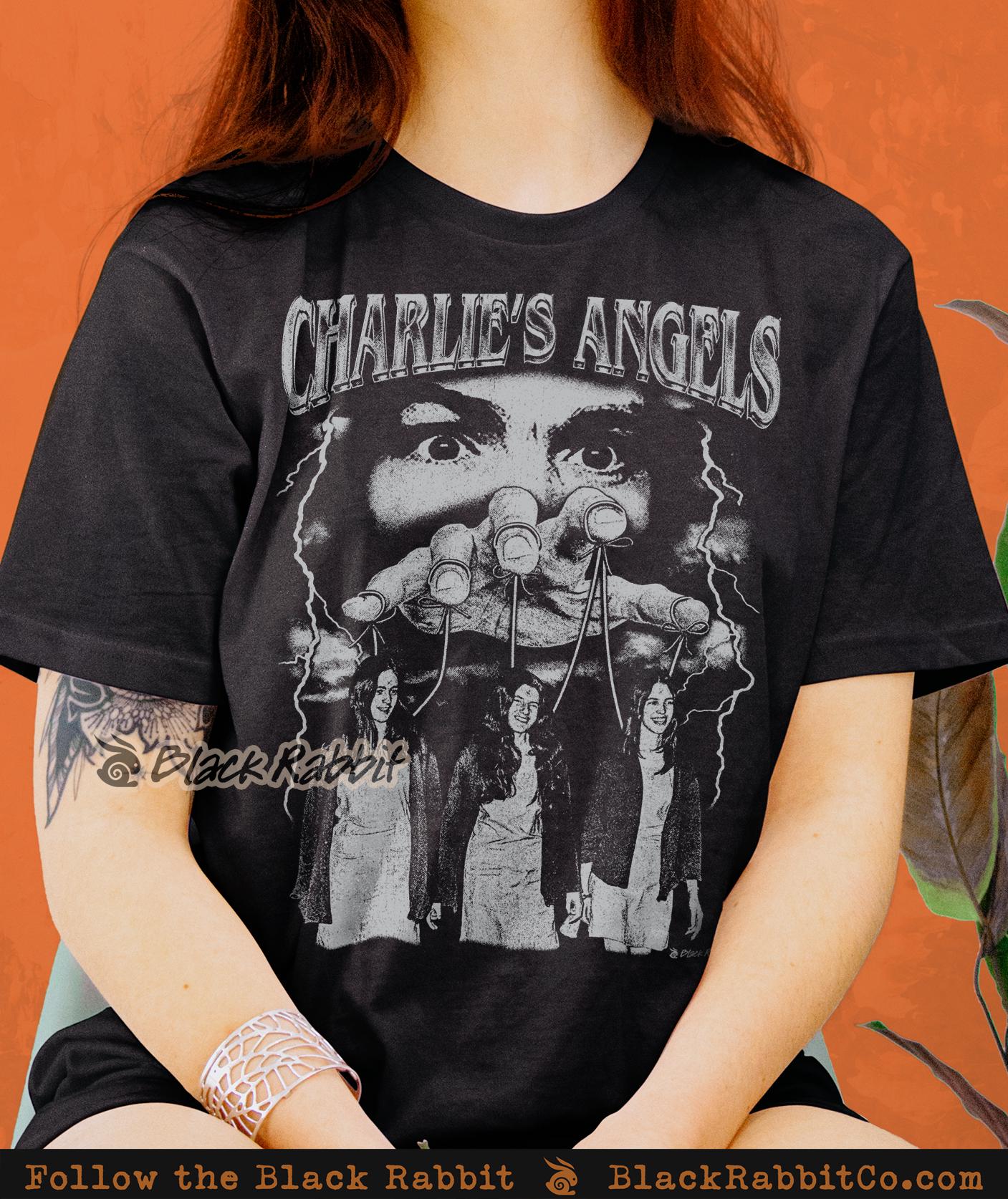 Charles Manson Charlie's Angels tシャツ　XL Charles Manson Family Charlie's Angels 70s Retro Vintage