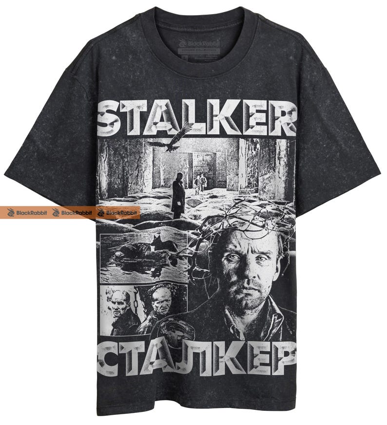 Stalker 1979 Retro Vintage Sci-Fi 70s Unisex Classic T-Shirt Oversized Luxury Heavy Tee - Stone Wash
