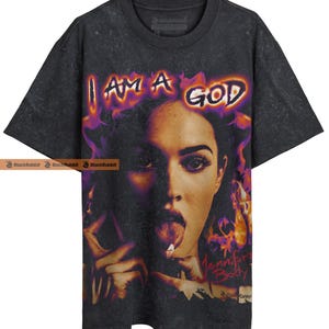 Jennifer's Body I Am A God Megan Fox Horror Movie Retro Vintage Bootleg Unisex Classic T-Shirt Oversized Luxury Heavy Tee - Stone Wash