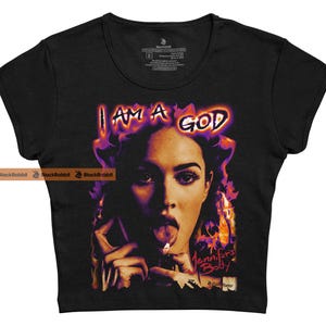 Jennifer's Body I Am A God Megan Fox Horror Movie Retro Vintage Bootleg Unisex Classic T-Shirt Crop Baby Tee - Black