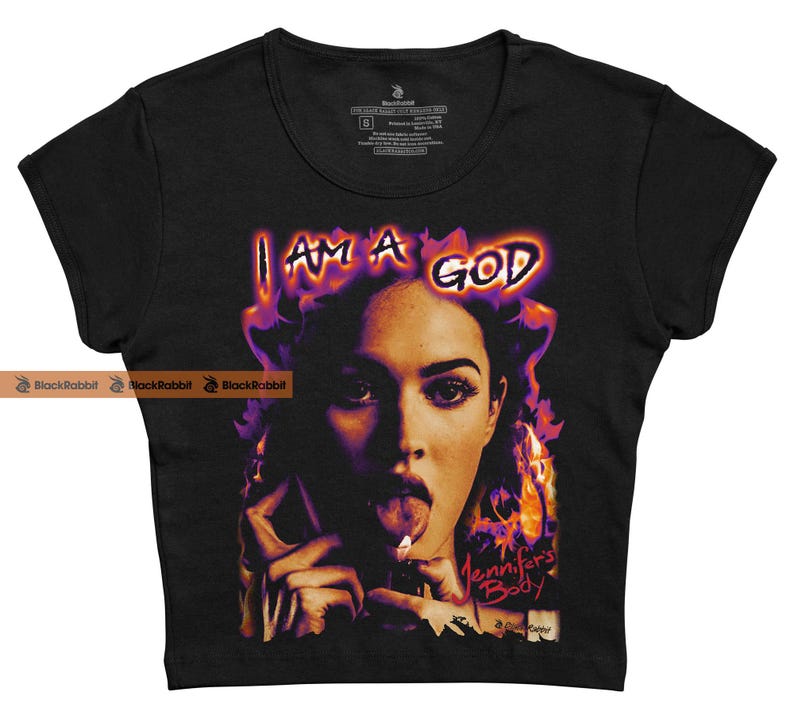 Jennifer's Body I Am A God Megan Fox Horror Movie Retro Vintage Bootleg Unisex Classic T-Shirt Crop Baby Tee - Black
