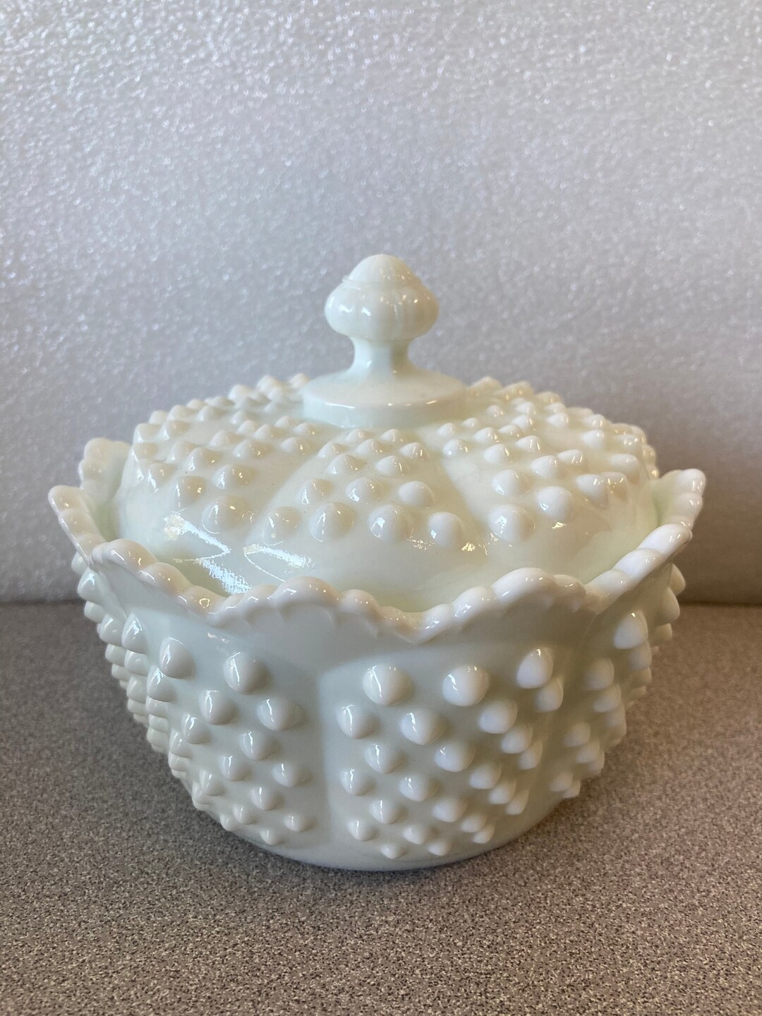 Vintage Fenton Milk Glass Candy Dish/jar With Lid Etsy