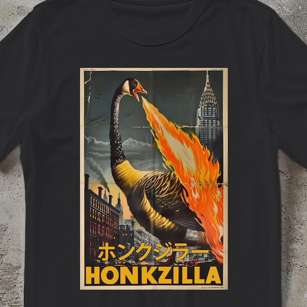 Honkzilla Goose Shirt, Retro Japanese Movie Poster T-shirt, Funny Canadian Geese Tshirt, Goose Lover Gift For Men Women