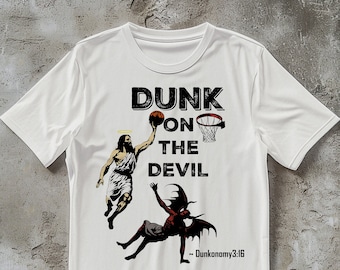 Dunk on the Devil Vintage 90s Shirt, Funny Easter Shirt, Jesus T-shirt, Basketball Gift for Men, Christian Apparel