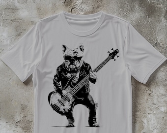 Bulldog Bassist Shirt, Bass Player Gift T-shirt for Men, Funny Animal Guitar Tee