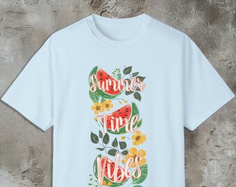 Camiseta Summer Vibes con estampado de sandía: Camiseta estilo boho de Comfort Colors
