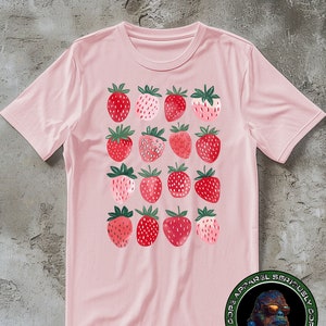 Strawberry Shirt, Fruit T-shirt, Cute Summer Tee for Women, Strawberries Tshirt, Strawberry Lover Gift