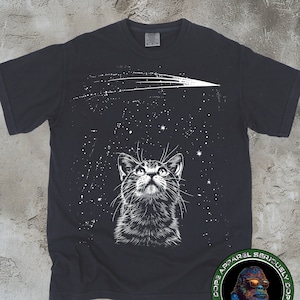 Cat Comet Shirt, Vintage Shirts 90er Jahre Galaxy T-Shirt, Cosmic Shooting Star T-Shirt für Männer Frauen Unisex, Space Gift Tshirt, Comfort Colors Shirt