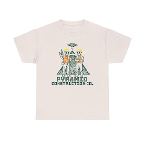 Pyramid Construction Co. Shirt – Funny Alien T-Shirt, UFO Tee, Ancient Astronaut Humor, Sci-Fi Conspiracy Gift Ice Grey