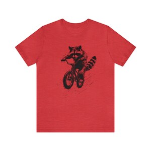 Maglietta con procione, Maglietta divertente con animali, Maglietta divertente con procione, Maglietta per amanti degli animali, Maglietta divertente con animali, Regalo per amanti degli animali, Regalo per ciclisti Heather Red