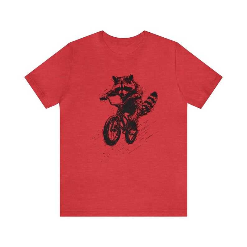 Maglietta con procione, Maglietta divertente con animali, Maglietta divertente con procione, Maglietta per amanti degli animali, Maglietta divertente con animali, Regalo per amanti degli animali, Regalo per ciclisti Heather Red