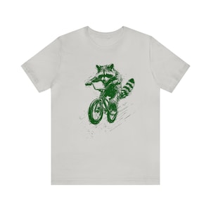 Maglietta con procione, Maglietta divertente con animali, Maglietta divertente con procione, Maglietta per amanti degli animali, Maglietta divertente con animali, Regalo per amanti degli animali, Regalo per ciclisti Silver