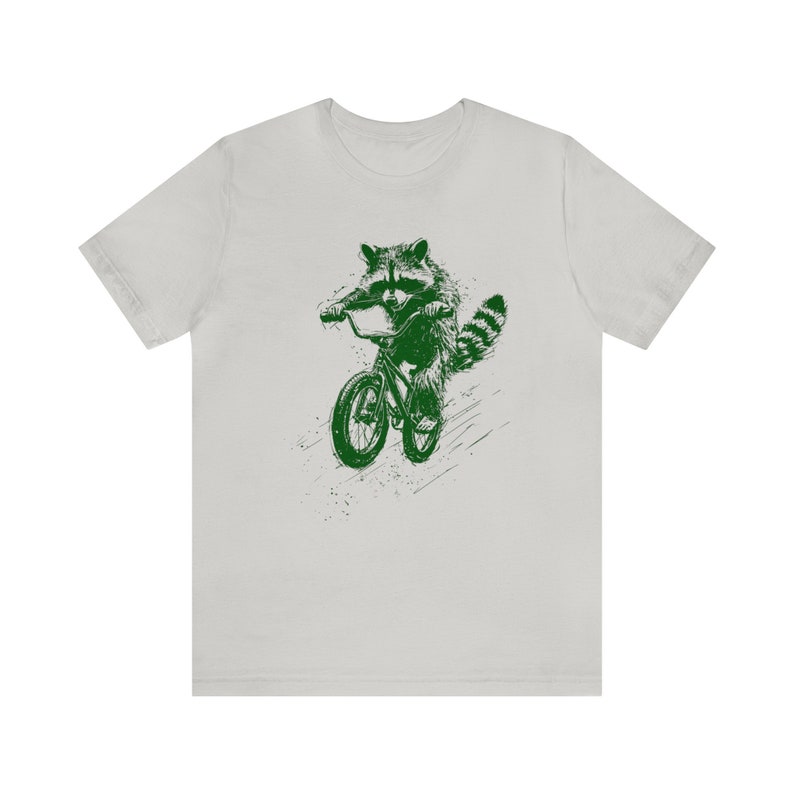 Maglietta con procione, Maglietta divertente con animali, Maglietta divertente con procione, Maglietta per amanti degli animali, Maglietta divertente con animali, Regalo per amanti degli animali, Regalo per ciclisti Silver