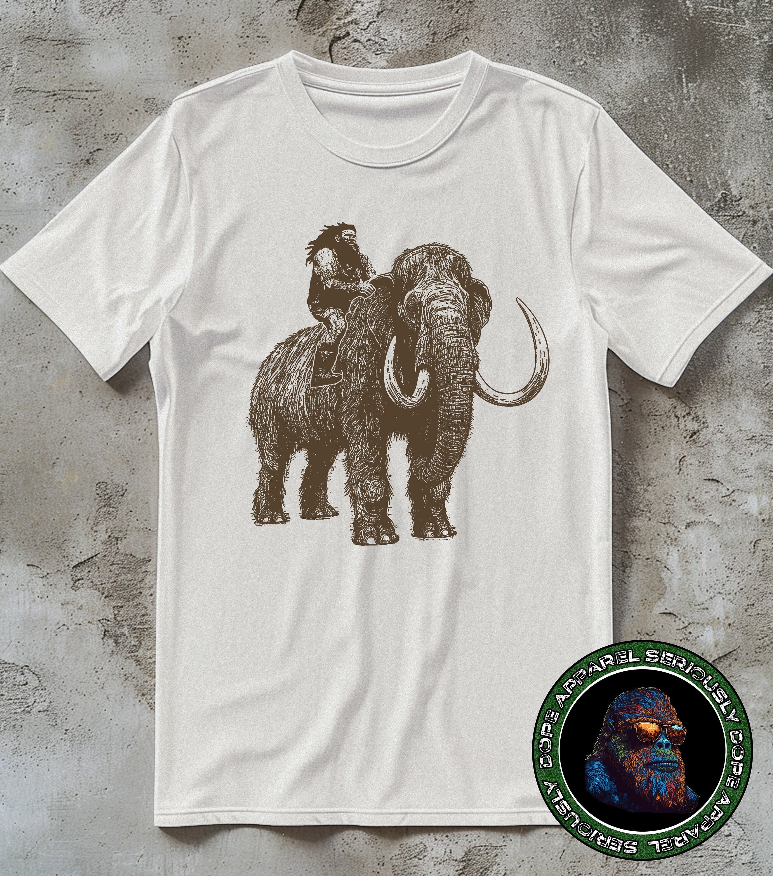 Wooly Mammoth Shirt, Caveman Riding Mastodon T-shirt, Cool Vintage